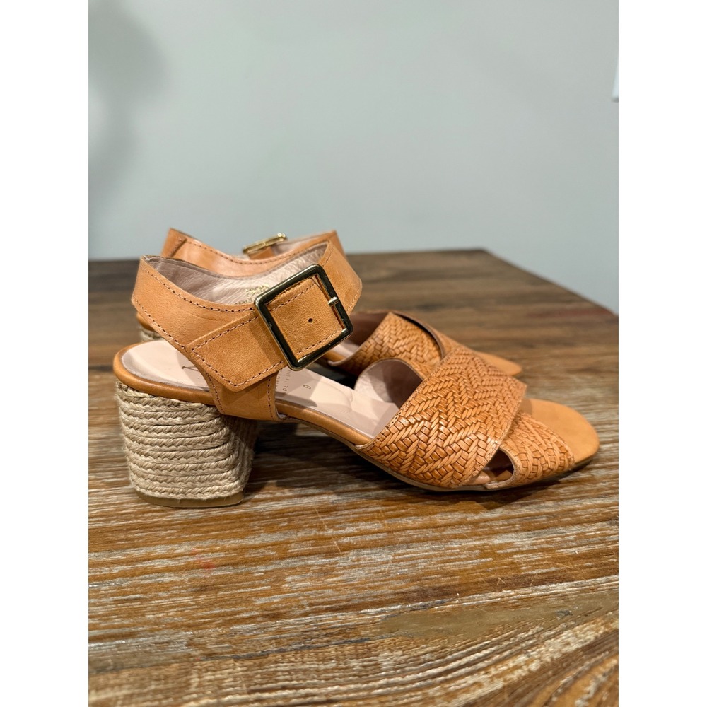 Marsouki Sancristan Woven Leather Heeled Sandals Espadrille Block Heel Size